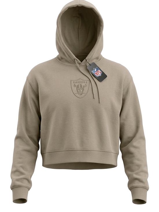 Tops - NFL Raiders Cropped Hoodie in Taupe